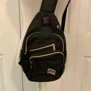 Leke Charcoal Grey Nylon Sling Cargo Bag Backpack